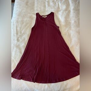 LOFT Maroon Cotton Sleeveless Dress